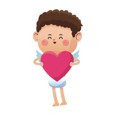 cute little cupid valentine day pink heart vector illustration eps 10