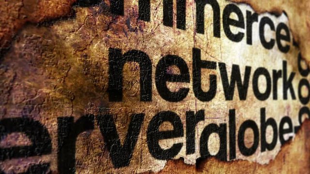 Network word cloud on paper hole grunge concept