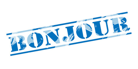 bonjour blue stamp on white background © cone88