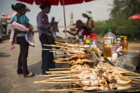 BBQ Stalls at Crab Market, Kep, Kep Province, Cambodia 