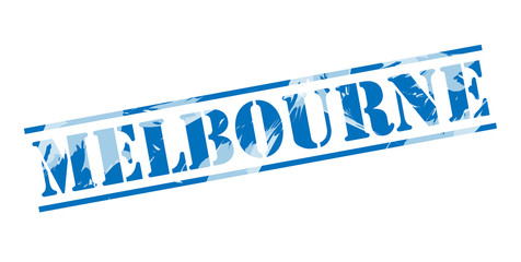 melbourne blue stamp on white background