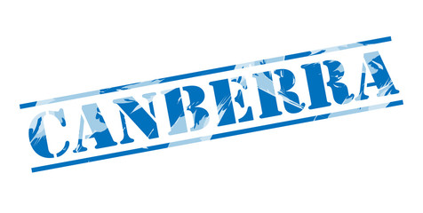 canberra blue stamp on white background