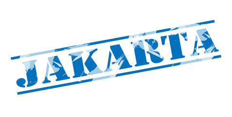 jakarta blue stamp on white background