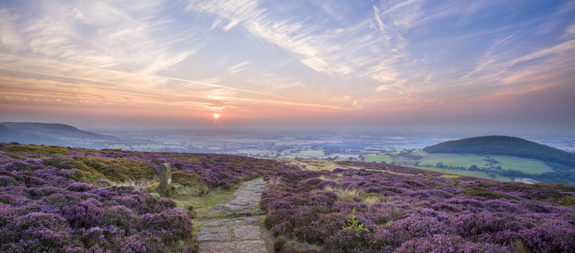 Sunset on the Cleveland Way near Faceby, North Yorkshire Moors, Yorkshire