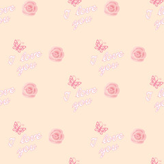 seamless romantic pattern with roses