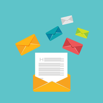 Reading inbox messages. Mail vector.
