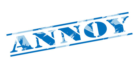 annoy blue stamp on white background