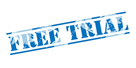 free trial blue stamp on white background