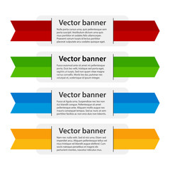 4 colorful banners with cute tags. Useful for web design or advertising.