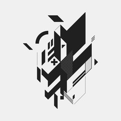 Abstract design element on white background. Geometric modern art graffiti style.