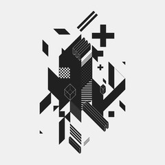 Abstract design element on white background. Geometric modern art graffiti style.