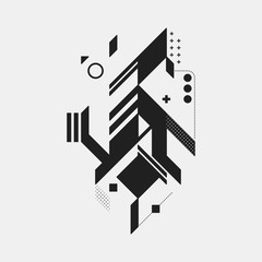 Abstract design element on white background. Geometric modern art graffiti style.