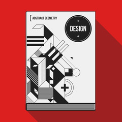 Book cover design template with abstract geometric elements. Style of modern art and graffiti.