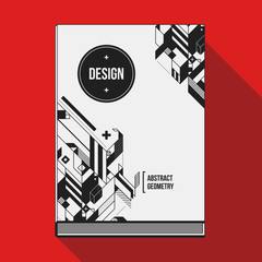 Book cover design template with abstract geometric elements. Style of modern art and graffiti.