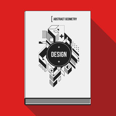 Book cover design template with abstract geometric elements. Style of modern art and graffiti.