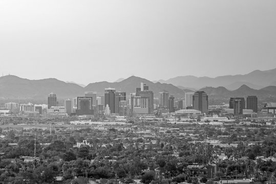 Top view of downtown Phoenix Arizona - Powered by Adobe