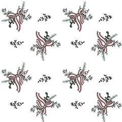 Seamless pattern with new year garland ribbons and tree branches. 