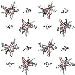 Seamless pattern with new year garland ribbons and tree branches. 
