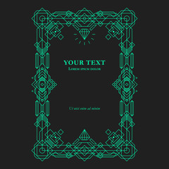 Geometric border template on dark background.