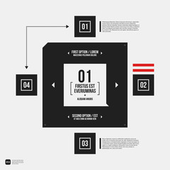 Modern corporate graphic design template with black elements on white background. Useful for advertising, marketing and web design.