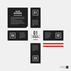 Obraz premium Modern corporate graphic design template with black elements on white background. Useful for advertising, marketing and web design.