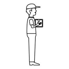 delivery service worker avatar vector illustration design