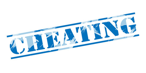 cheating blue stamp on white background
