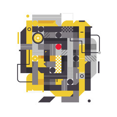 Abstract composition with industrial elements. Style of modern art and graffiti. The design element is isolated on a white background, suitable for prints, corporate posters and covers.