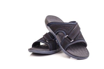 New black men's sandals isolated on white