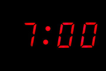 Digital clock display showing 7:00 o'clock