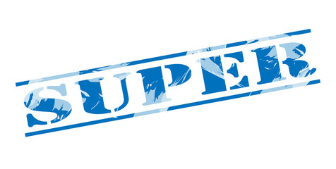 super blue stamp on white background