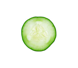 Fresh cucumber slice isolated on white background