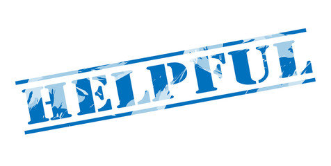 helpful blue stamp on white background