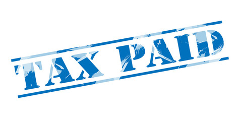 tax paid blue stamp on white background