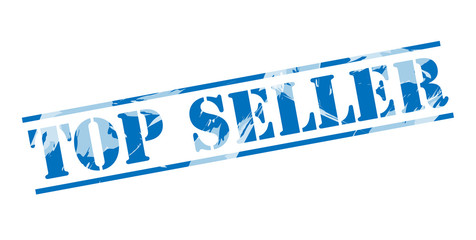 top seller blue stamp on white background