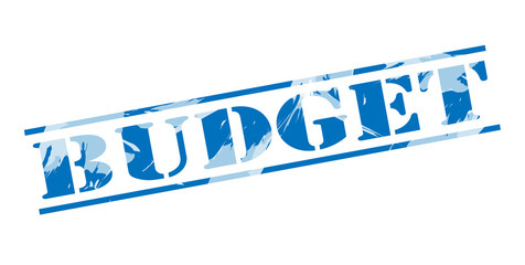 budget blue stamp on white background