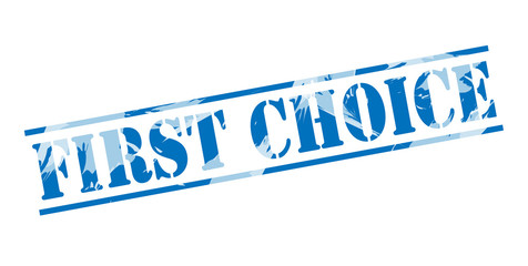 first choice blue stamp on white background