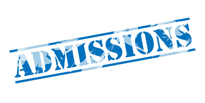 Admissions Blue Stamp On White Background