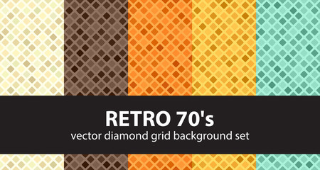 Diamond pattern set "Retro 70's". Vector seamless backgrounds