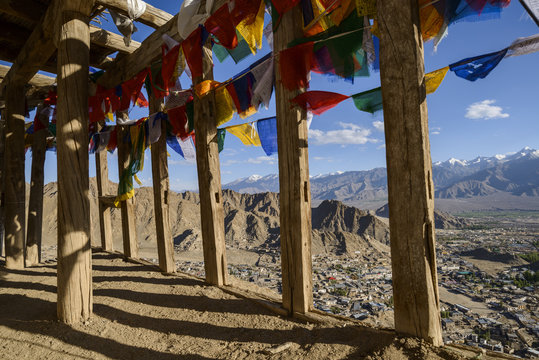 The very top of Namgyal Tsemo Monastery in Leh, Ladakh, Himalayas