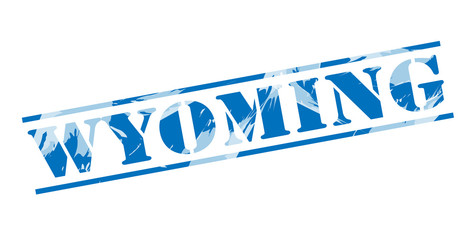 wyoming blue stamp on white background