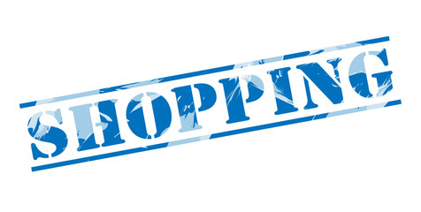 shopping blue stamp on white background