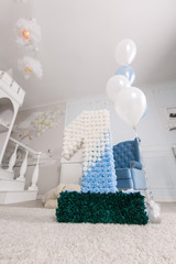 Decorated number 1 for a birthday. Happy  one year