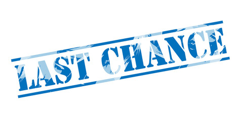 last chance blue stamp on white background