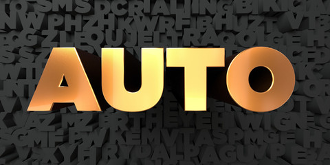 Auto - Gold text on black background - 3D rendered royalty free stock picture. This image can be used for an online website banner ad or a print postcard.