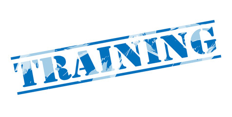 training blue stamp on white background
