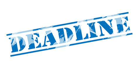 deadline blue stamp on white background