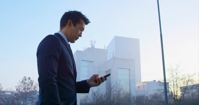 Business Man Sending Emails On The Early Way To Work