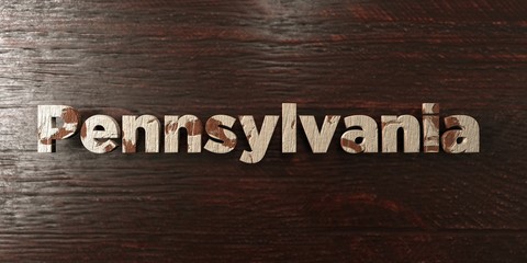 Pennsylvania - grungy wooden headline on Maple  - 3D rendered royalty free stock image. This image can be used for an online website banner ad or a print postcard.