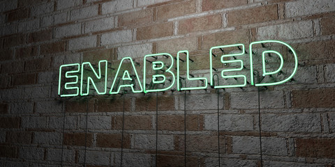 ENABLED - Glowing Neon Sign on stonework wall - 3D rendered royalty free stock illustration.  Can be used for online banner ads and direct mailers..